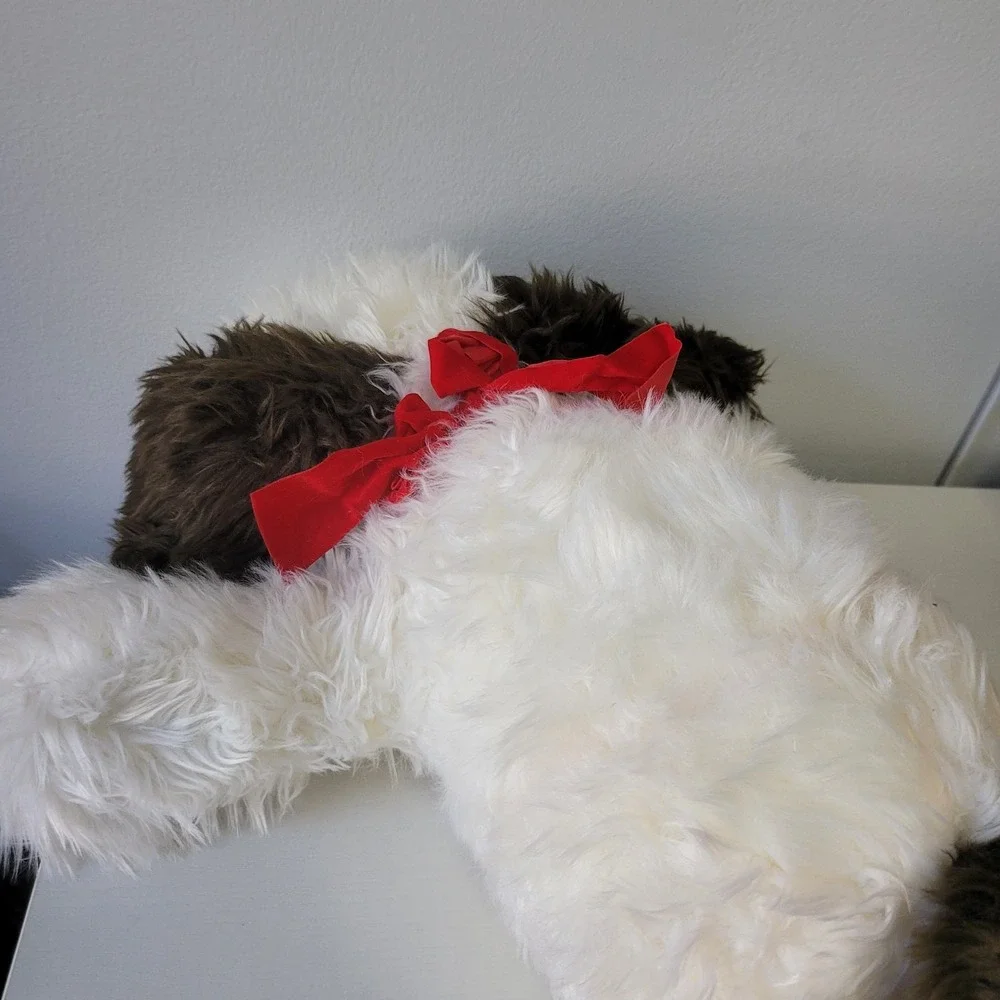 Vintage 1997 Build A Bear Shaggy White Brown Dog Floppy Ear Plush 17